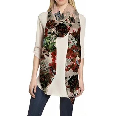 Image of Lina &amp; Lily Floral Design Print Women&#039;s Scarf Shawl Lightweight (A Light Pink)