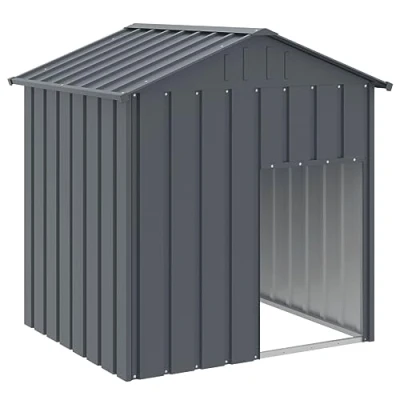 Image of &#039;vidaXL Anthracite Dog House with Roof Multi use Galvanised Steel Pet Kennel 117 x 103 123 cm Outdoor Train, Play, Exercise Sanctuary