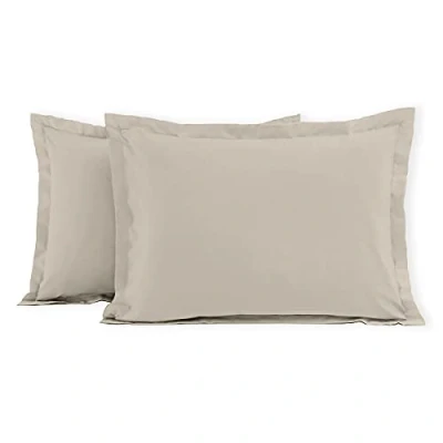 Image of Home Linge Passion Set of 2 pillowcases 100% cotton 57 thread count, 50 x 70 cm, Oxford finish (flat stitched frill) Beige Cream Ivory HP70648