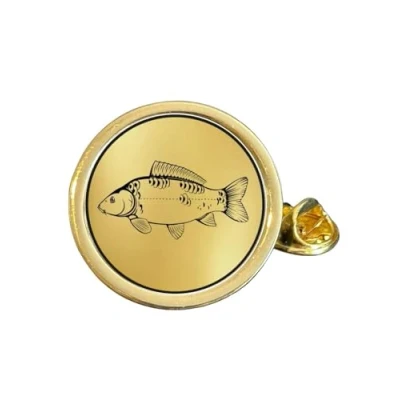 Image of Mirror Carp Fishing Gold Plated Domed Lapel Pin Badge (N) in Bag