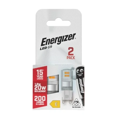 Image of Energizer G9 LED Light Bulb. 1.8W (20w Halogen Equivalent) 220 240V. 200 Lumens. Bi Pin Base Energy Saving. Daylight (6500k)