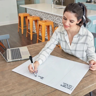 Image of Nobo Glass Weekly Planner Magnetic Whiteboard, Dry Erase Surface, Frameless, Home/Office, 430 x 560 mm, Includes Marker Pen, White, 1915602