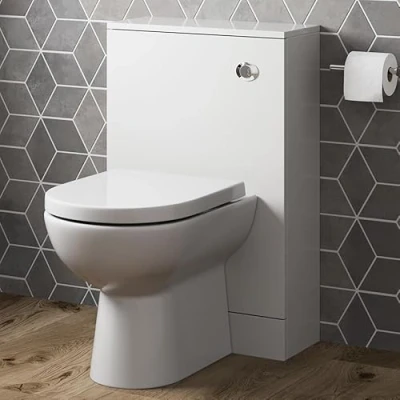 Image of Bathroom Toilet WC Concealed Cistern Unit Pan Soft Close Seat White Gloss 500mm