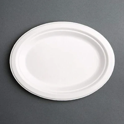 Image of Fiesta Compostable Bagasse Oval Plate 10x8&quot; (Pack 50)