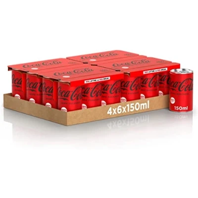 Image of 24 x Coca Cola Zero Sugar mini cans, carbonated drink, 150 ml, soft drink