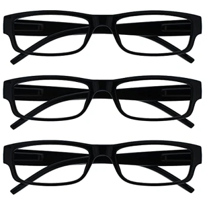 Image of The Reading Glasses Company Black Lightweight Comfortable Readers Value 3 Pack Designer Style Mens Womens UVR3PK032 +2.50