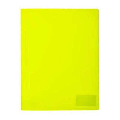 Image of HERMA 19636 File Folder, A4, Translucent Neon Yellow, Set of 3, Sturdy Plastic, Transparent Plastic Folder with Name Plate and Pocket, Stapler for Children, Boys, Girls