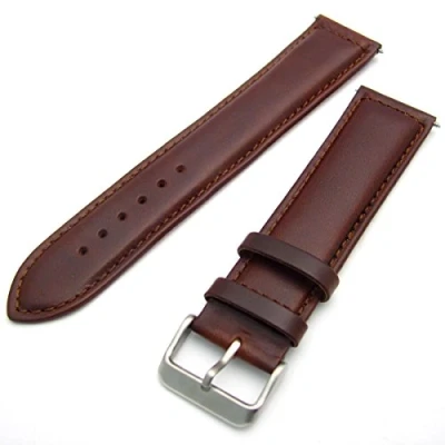 Image of Sorrento Italian Padded Calf Leather XL Extra Long Watch Strap Band Brown, 18mm with Chrome (Silver Colour) Buckle