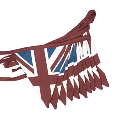 Image of EHC 100% Cotton Double Sided Vintage Style Union Jack Festival Bunting 5 Meters Approx