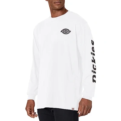 Image of Dickies Men&#039;s Long Sleeve Heavyweight Logo T Shirt, White, L