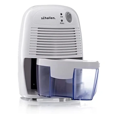 Image of Schallen 500ml Mini Portable Compact Air Dehumidifier for Damp, Mould, Moisture in Home, Kitchen, Bedroom, Caravan, Office, Garage, Bathroom, Basement (White)