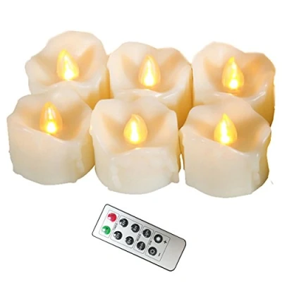 Image of Erosway Flameless Candles, Realistic Flickering LED Tea Lights Battery Operated, 200 Hours of Nonstop Working with Remote and 2/4/6/8 Timer. 6pcs/Pack (White)