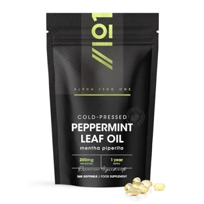 Image of Cold Pressed Peppermint Oil 200mg 365 Softgels (1 Year Supply) Fast Absorbing &amp; Easy to Digest 100% Natural Digestive Supplement by Alpha01