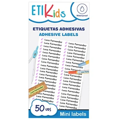 Image of 50 Mini Adhesive Labels for Marking Pencils and Pens Size: 4.2 x 0.5cm. (Original)