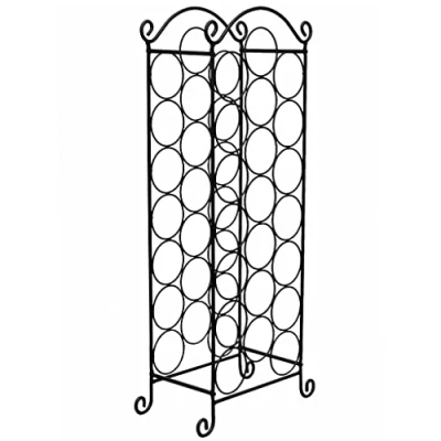 Image of vidaXL 21 Bottle Freestanding Wine Rack Classic Black Metal Design for Enthusiasts Sturdy &amp; Compact Kitchen, Dining, Living Room Storage