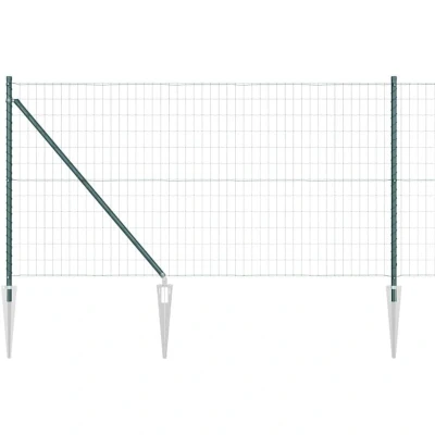Image of vidaXL Euro Fence with 7 Spike Posts 1x10 m Galvanised Steel Green