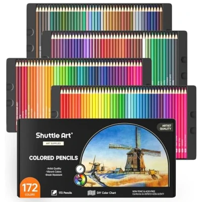 Image of Shuttle Art 172 Colouring Pencils, Soft Core Coloured Pencils Set for Adult Books Artist Drawing Sketching Crafting, Pencil Adults Pack, Supplies Artists