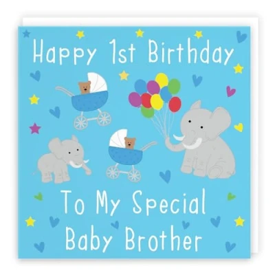 Image of Hunts England Brother 1st Birthday Card Happy To My Special Baby Elephants Iconic Collection Fun