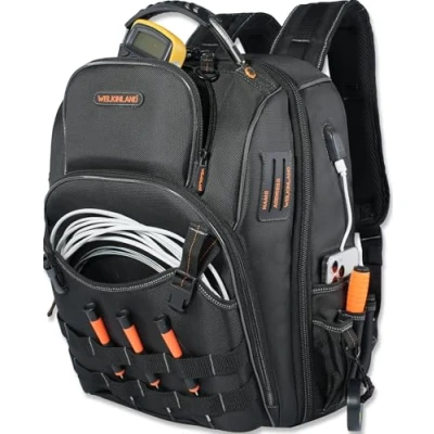 Image of WELKINLAND 66 Pockets backpack Tool Bag, Heavy Duty backpack, Electrician Jobsite back pack for men, electricians, construction