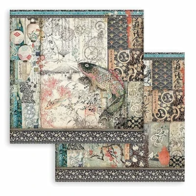 Image of STAMPERIA INTL, KFT (3PL) Scrapbooking Double Sided Paper Sir Vagabond in Japan Mechanical Fish, Multicoloured, 30,5x30,5