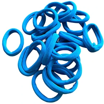 Image of Blue Hair Bands Bobbles Elastics Thick Endless Design Snag Free Bright Colours 20 Pack