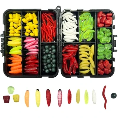 Image of JSHANMEI 220PCS/Box Carp Fishing Tackle Box Artificial Plastic Fake Baits Sweetcorn/Beads/Worm Lures Imitation Gear Kit