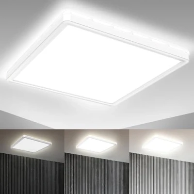 Image of B.K.Licht LED Ceiling Light, 3 Levels Dimming, Built in 18W Board, 4000K Neutral White, 2400Lm, Ultra Flat, Memory Function, Indirect Backlight, Modern Square Panel, 11.5x11.5in