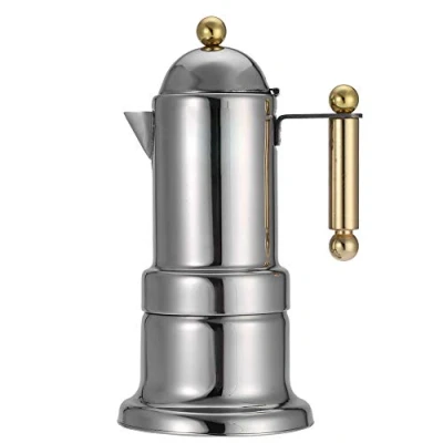 Image of T Copper,Italian Express Coffee Maker,Moka Pot Bialetti,Stainless Steel Moka Pot,Stainless Stainless Stovetop Espresso Maker with Safety Valve 200 Ml