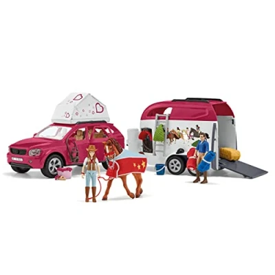 Image of schleich Horse CLUB — 42535 Adventures with Car and Trailer Play Set, 110 Piece Set of Toys for Girls Boys Ages 5+, Model Specific
