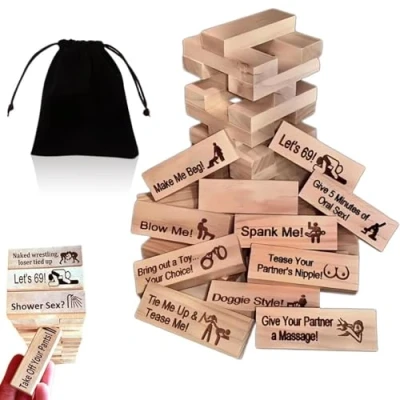 Image of 48PCS Super Naughty Block Tower Game, Mini Tumbling Tower, Wooden Stacking Blocks,Love &amp; Blocks, Timber Games,Super Game W