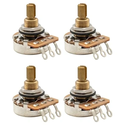 Image of Musiclily Pro HD A1M Pots Brass Standard Split Shaft 3/8 Inch Audio Taper Potentiometers for LP/SG/Offset Style Electric Guitar Bass (Set of 4)