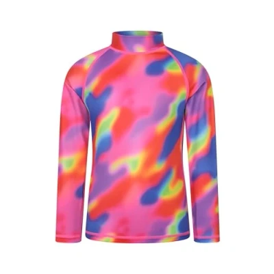 Image of Mountain Warehouse Kids Rash Vest UV Protection Guard, Long Sleeves Childrens Shirt, Flat Seams, Quick Drying, Stretch Fabric Ideal for Swimming, Bright Orange Teen Size 13 Years