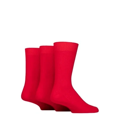 Image of Mens 3 Pair Glenmuir Laird Cotton Ribbed Trouser Socks Reds 7 11