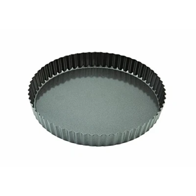 Image of Genware FQT CS25 Fluted Quiche Tin, Non Stick, Carbon Steel, 25 cm