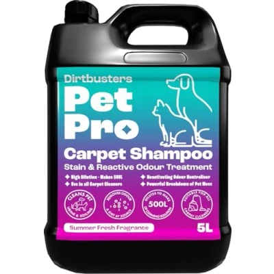Image of Dirtbusters Pet Pro Carpet Cleaner Shampoo Solution (5L) Deep Cleaning Stain Remover With Odour Neutraliser To Remove Dog &amp; Cat Urine, Makes 500L Of