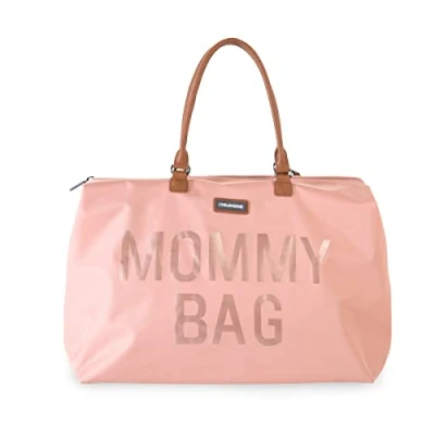 Image of Childhome, Mommy Bag, Changing Maternity, Travel Large Capacity, Mat, Adjustable Shoulder Strap, Compartmentalised, Insulated Pocket, Suitcase Gold/pink