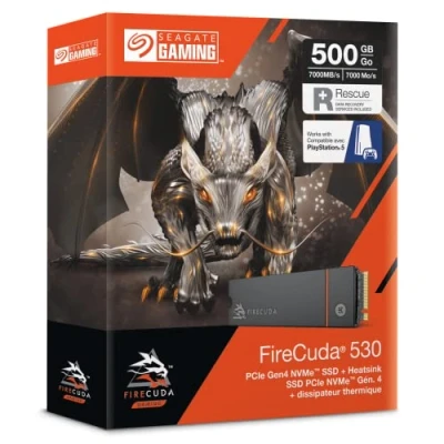 Image of Seagate FireCuda 530, 500 GB, Internal Solid State Drive M.2 PCIe Gen4 x4 NVMe 1.4, transfer speeds up to 7300 MB/s, 3D TLC NAND, 640 TBW, Heatsink, 3 year Rescue Services (ZP500GM3A023)