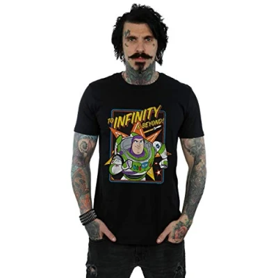 Image of Disney Men&#039;s Toy Story 4 Buzz to Infinity T Shirt Black Medium
