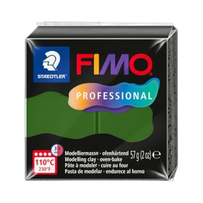 Image of STAEDTLER Polymer Modelling Clay FIMO Professional Oven Bake Leaf Green, 57g 1 Block, 8040 57
