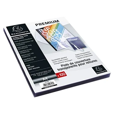 Image of Exacompta Ref 42746E PVC Transparent Covers for Presentation Binders Suitable Storing A4 Documents, 0.3mm Thick Material Clear (Pack of 100)