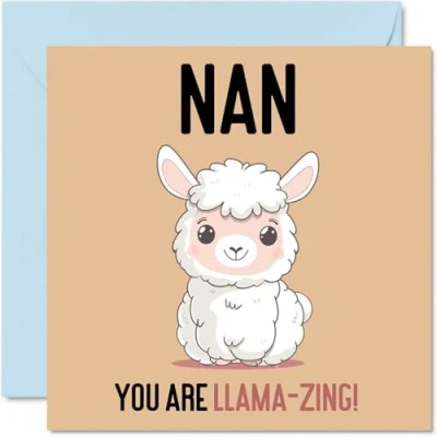 Image of Birthday Cards for Nan Llama Zing Funny Happy Card from Grandson Granddaughter, Nanny Gifts, 145mm x Joke Greeting Women Her