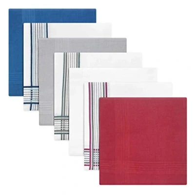 Image of Warwick &amp; Vance Pack Of 7 Mens/Gentlemens Dyed Handkerchiefs With Coloured White Satin Borders, 100% Cotton, 40 x 40cm