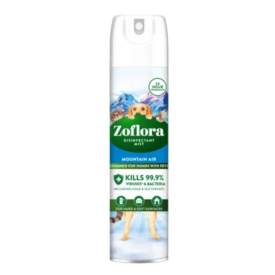 Image of Zoflora Mountain Air Multipurpose Disinfectant Mist, Antibacterial Multi surface Spray Cleaner, Pet Friendly, Kills 99,9% of Bacteria &amp; Viruses, 1 x 300ml