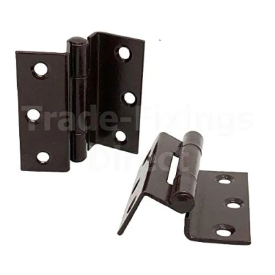 Image of 1 x Pair 63mm 58mm Brown Powder Coated STORMPROOF Casement Hinges REBATED CRANKED 434077