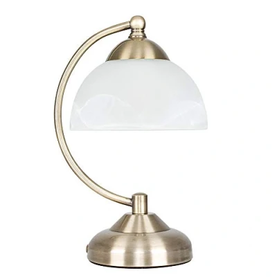 Image of MiniSun Curved Antique Brass &amp; Frosted Glass Bedside Table Lamp