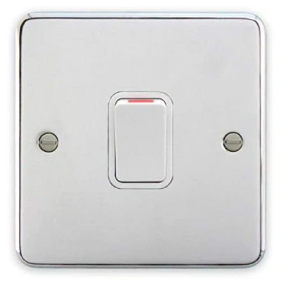 Image of Deta 1933CHW Double Pole Switch 20 Amp (Polished Chrome/White Insert)