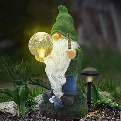 Image of THE ENCHANTED Garden Gnome Wizard Statue Outdoor Resin Figurine Solar Powered LED Lights for Patio Lawn Yard Décor