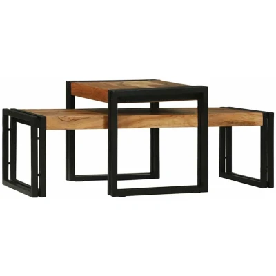 Image of vidaXL 2 Piece Coffee Table Set Solid Wood Acacia