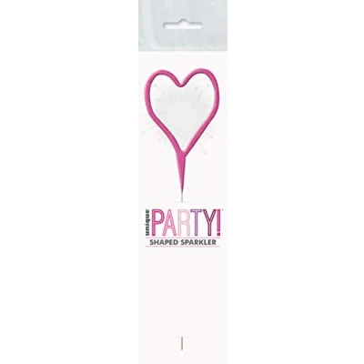 Image of Dazzling Pink Glitz Heart Birthday Sparkler (17cm) Perfect for Memorable Milestones 1 Pc