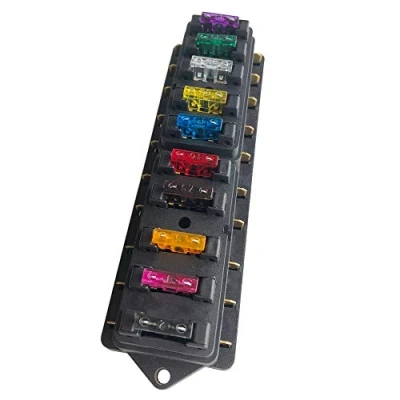 Image of QitinDasen Premium 10 Way Car Blade Fuse Block Box, Universal Standard Holder with Damp Proof Cover and 10Pcs Free Fuse, for Boat Marine Trike (12V / 24V)